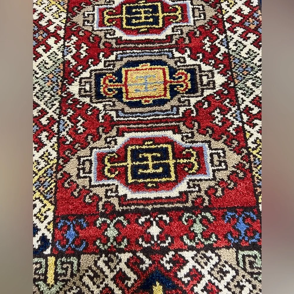 Tribal Collection Kazak Weave 100% Wool Pile Hand Knotted Rug Red Cream 2’x3’